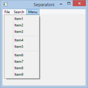 Menu Separator Item Beispiel
