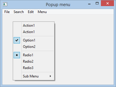 Popup Menu Beispiel